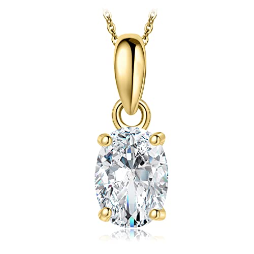 JewelryPalace Ovalschliff 1ct Zirkonia Kette Anhänger, Braut Simulierter Diamant Schmuck Set, Halskette Damen Silber 925 Collier Damen mit Stein, Schmuck Mädchen Geschenk für Frauen Vergoldet 45CM von JewelryPalace