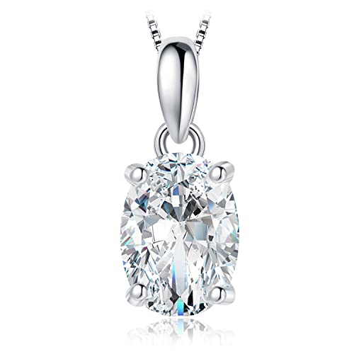 JewelryPalace Ovalschliff 2ct Moissanite Solitär Kette Anhänger, Braut Simulierter Diamant Schmuck Set, Halskette Damen Silber 925 Collier Damen mit Stein, Schmuck Mädchen Geschenk für Frauen 45CM H-J von JewelryPalace