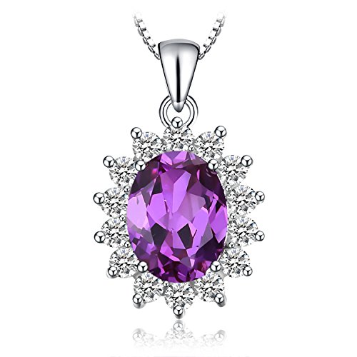 JewelryPalace 3.2ct Erstellt Farbwechsel Alexandrit Saphir Prinzessin Diana Kate Middleton Kette Anhänger, Halsketten Damen Silber 925 Collier Edelstein Mädchen, Ketten Frauen Geschenk 45CM von JewelryPalace