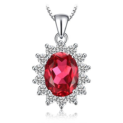 JewelryPalace Ovalschliff 3.2ct Erstellt Rubin Kette Anhänger 45CM, Rot Schmuck Set, Halskette Silber 925 Collier Damen Ketten Edelstein Mädchen, Schmuck mit Stein Frauen Jahrestag von JewelryPalace