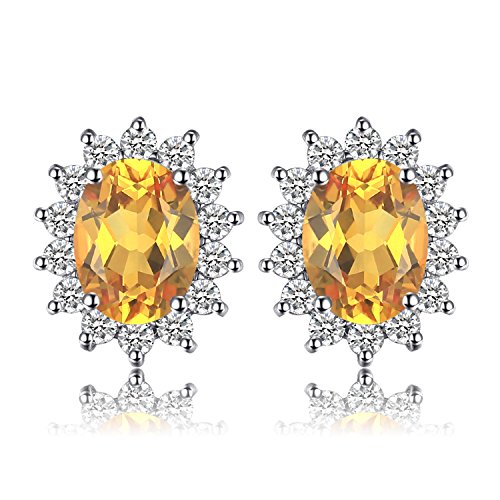 JewelryPalace Prinzessin Diana Kate Middleton 1.1ct Echt Citrin Ohrstecker Silber 925 Damen, Gelber Schmuck Set, Ohrringe Silber Zirkonia Edelstein Mädchen, Ohrstecker Silber mit Stein Frauen Geschenk von JewelryPalace