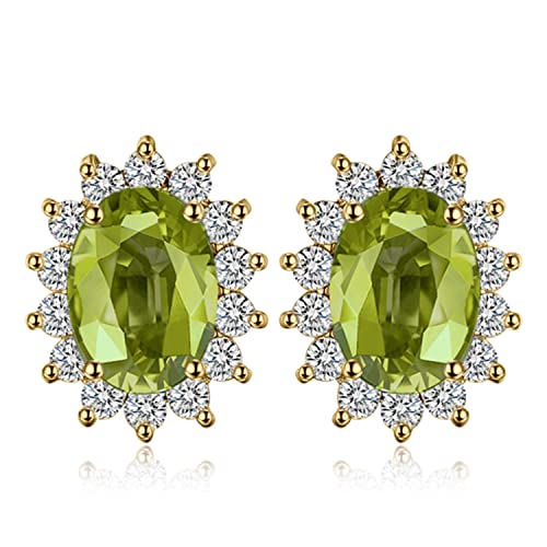 JewelryPalace Prinzessin Diana Kate Middleton 1.2ct Echt Peridot Ohrstecker Silber 925 Damen, Schmuck Set Grün, Ohrringe Silber Edelstein Mädchen, Ohrstecker Silber mit Stein Frauen Geschenk Vergoldet von JewelryPalace