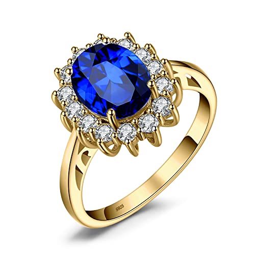 JewelryPalace Prinzessin Diana Kate Middleton 3.2ct Erstellt Saphir Ringe Gold, Verlobungsring Eheringe Promise Verlobung Ring Silber 925 Damen, Silberringe Antragsring Ringe, Damen Schmuck 50 von JewelryPalace