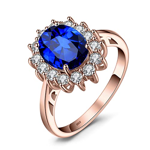 JewelryPalace Prinzessin Diana Kate Middleton 3.2ct Erstellt Saphir Ringe Rosegold, Verlobungsring Eheringe Promise Verlobung Ring Silber 925 Damen, Silberringe Antragsring Ringe, Damen Schmuck 54 von JewelryPalace