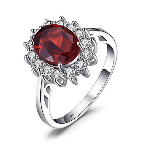 JewelryPalace Prinzessin Diana Kate Middleton Edelstein Echt Garnet Ringe, Verlobungsring Eheringe Promise Verlobung Ring Silber 925 Damen, Silberringe Antragsring Ringe, Damen Schmuck 46 von JewelryPalace