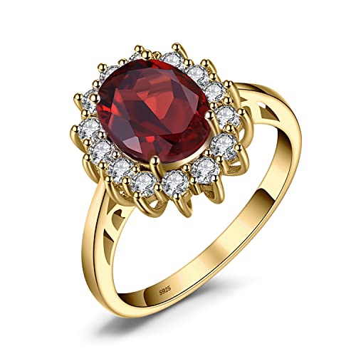 JewelryPalace Prinzessin Diana Kate Middleton Edelstein Echt Garnet Ringe Gold, Verlobungsring Eheringe Promise Verlobung Ring Silber 925 Damen, Silberringe Antragsring Ringe, Damen Schmuck 51 von JewelryPalace