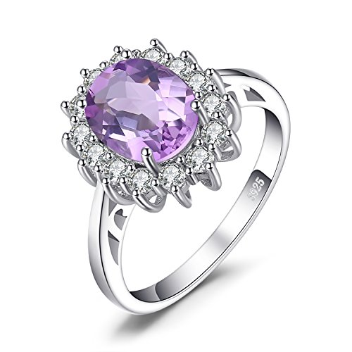 JewelryPalace Prinzessin Diana Kate Middleton Edelstein Echt Lila Amethyst Ring, Verlobungsring Eheringe Promise Ring Silber 925 Damen, Silberringe Damenring Antragsring Ringe, Damen Schmuck 49 von JewelryPalace