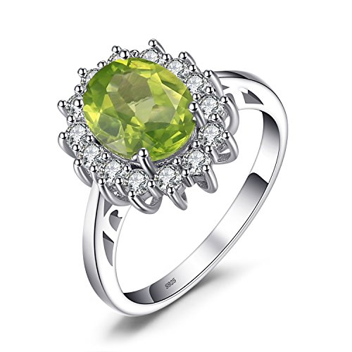 JewelryPalace Prinzessin Diana Kate Middleton Grün Edelstein Echt Peridot Ringe, Verlobungsring Eheringe Promise Verlobung Ring Silber 925 Damen, Silberringe Antragsring Ringe, Damen Schmuck 57 von JewelryPalace