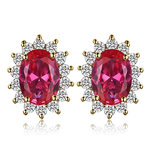 JewelryPalace Prinzessin Diana Kate Middleton 1.5ct Erstellt Rubin Ohrstecker Silber 925 Damen,Schmuck Set Rot, Ohrringe Silber Edelstein Mädchen, Ohrstecker Silber mit Stein Frauen Geschenk Vergoldet von JewelryPalace