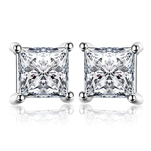 JewelryPalace Prinzessschliff 0.8ct Zirkonia Solitär Ohrstecker Silber 925 Damen, Braut Schmuck Set, Ohrringe Silber Quadrat Mädchen Edelstein, Ohrstecker Silber Klein mit Stein Geschenk Frauen von JewelryPalace