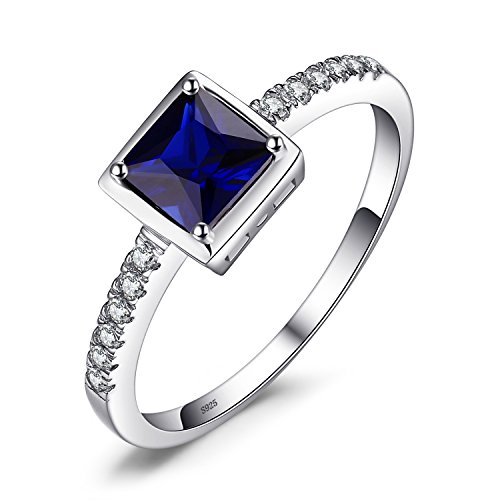 JewelryPalace Quadrat Erstellter Saphir Ring Damen, Blau Stein Schmuck Set, Verlobungsring Solitär Ring Silber 925 Damen Ring Mit Stein, Silberringe Damen 925 Ringe Frauen Zirkonia Damenring 57 von JewelryPalace