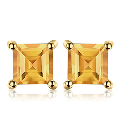 JewelryPalace Quadrat Schliff 0.6ct Echt Citrin Ohrstecker Silber 925 Damen, Gelb Schmuck Set, Ohrringe Silber Edelstein Mädchen, Ohrstecker Silber klein mit Stein Frauen Vergoldet von JewelryPalace
