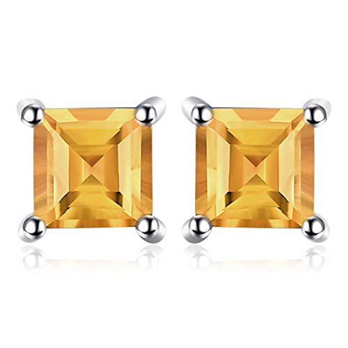 JewelryPalace: Quadratische 0.6 ct Citrin-Ohrstecker, 925er Sterlingsilber, Gelb, Ohrringe, Damen, Silber, Ohrschmuck von JewelryPalace