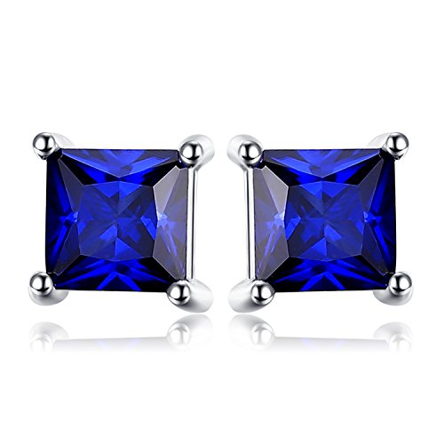 JewelryPalace Quadrat Schliff 0.6ct Erstellt Saphir Ohrstecker Silber 925 Damen, Blau Schmuck Set, Ohrringe Silber Edelstein Mädchen, Rubinrot Ohrstecker Silber klein mit Stein Frauen von JewelryPalace