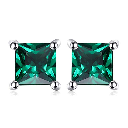 JewelryPalace Quadrat Schliff 0.6ct Simulierter Smaragd Ohrstecker Silber 925 Damen, Grün Schmuck Set, Ohrringe Silber Edelstein Mädchen, Ohrstecker Silber klein mit Stein Frauen von JewelryPalace