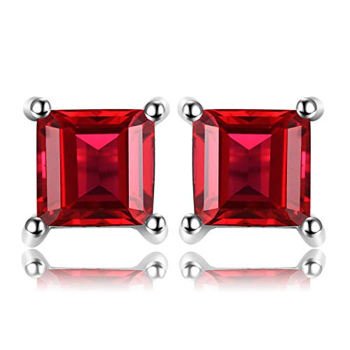 JewelryPalace Quadrat Schliff 0.7ct Echt Granat Ohrstecker Silber 925 Damen, Rot Schmuck Set, Ohrringe Silber Edelstein Mädchen, Ohrstecker Silber klein mit Stein Frauen von JewelryPalace