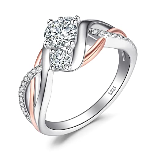 JewelryPalace Ring Damen Eheringe Silber Wickelring Unendlichkeit, 14K Ring Rosegold Vintage Zirkonia Silberringe Damen 925, Trauringe Ring Silber 925 Damen Ring für Freundin Jahrestag, Ringe Schmuck von JewelryPalace