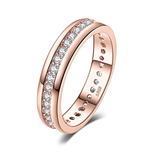 JewelryPalace Ringe Frauen Eheringe Ring Silber 925 Damen, Zirkonia Silberringe Trauringe Vorsteckring Hochzeitsringe Antragsring Memoirering Ewigkeitsring Ringe Set, Damen Schmuck Rosegold 48 von JewelryPalace