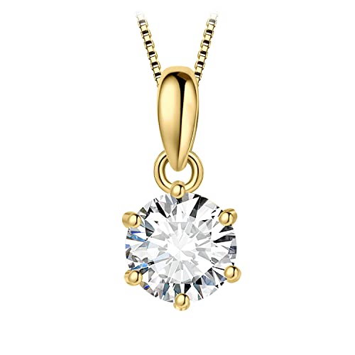 JewelryPalace Rund 0.5ct Moissanite Solitär Kette Anhänger, Simulierter Diamant Braut Schmuck Set, Halskette Damen Silber 925 Collier Damen mit Stein,Schmuck Mädchen Geschenk für Frauen Vergoldet 45CM von JewelryPalace