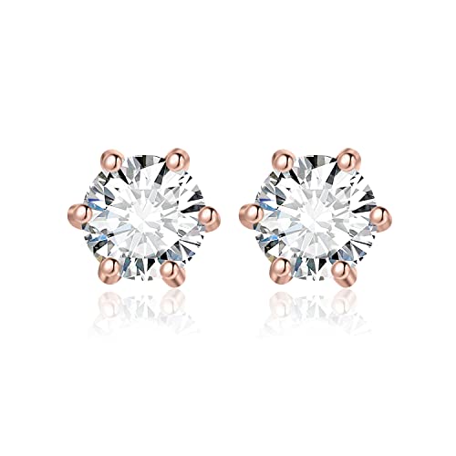 JewelryPalace Rund 0.6ct Moissanite Ohrstecker Silber 925 Damen, Simulierter Diamant Braut Schmuck Set, Ohrringe Silber Mädchen Edelstein, Ohrstecker Silber Klein mit Stein Geschenk Frauen Rosegold von JewelryPalace