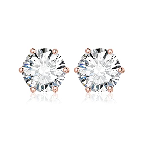 JewelryPalace Rund 1ct Moissanite Ohrstecker Silber 925 Damen, Simulierter Diamant Braut Schmuck Set, Ohrringe Silber Mädchen Edelstein,Ohrstecker Silber Klein mit Stein Geschenk Frauen Rosegold von JewelryPalace