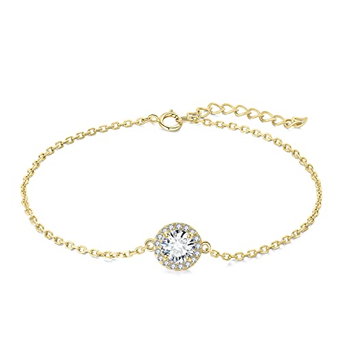 Jewelrypalace Rund 1ct Zirkonia Armband Halo Damen Silber 925, Armreif mit Stein Simulierter Diamant Schmuck Set für Frauen, Armbänder Mädchen Verstellbar Armreifen, Geschenk für Freundin Vergoldet Jewelrypalace Rund 1ct Zirkonia Armband Halo Damen Silber 925, Armreif mit Stein Simulierter Diamant Schmuck Set für Frauen, Armbänder Mädchen Verstellbar Armreifen, Geschenk für Freundin Vergoldet von JewelryPalace