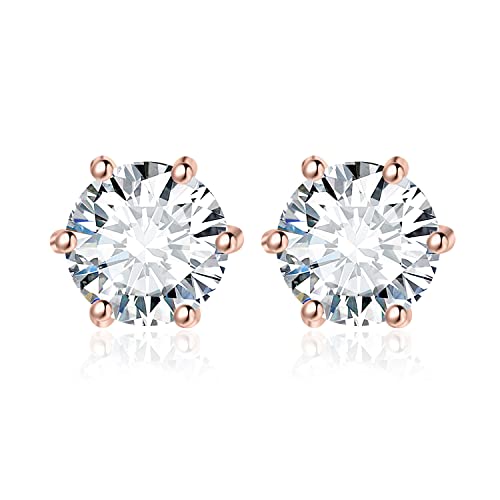 JewelryPalace Rund 3ct Moissanite Ohrstecker Silber 925 Damen, Simulierter Diamant Braut Schmuck Set, Ohrringe Silber Mädchen Edelstein,Ohrstecker Silber Klein mit Stein Geschenk Frauen Rosegold von JewelryPalace