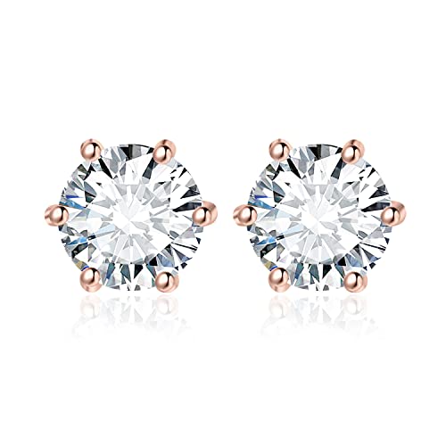 JewelryPalace Rund 3ct Moissanite Ohrstecker Silber 925 Damen, Simulierter Diamant Braut Schmuck Set, Ohrringe Silber Mädchen Edelstein,Ohrstecker Silber Klein mit Stein Geschenk Frauen Rosegold von JewelryPalace