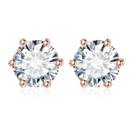 JewelryPalace Rund 4ct Moissanite Ohrstecker Silber 925 Damen, Simulierter Diamant Braut Schmuck Set, Ohrringe Silber Mädchen Edelstein,Ohrstecker Silber Klein mit Stein Geschenk Frauen Rosegold von JewelryPalace
