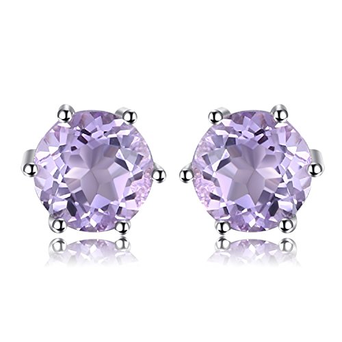 JewelryPalace Rundschliff 0.9ct Echt Amethyst Ohrstecker Silber 925 Damen, Lila Naturstein Schmuck Set, Ohrringe Silber Edelstein Mädchen, Ohrstecker Silber Klein mit Stein Frauen Geschenk von JewelryPalace