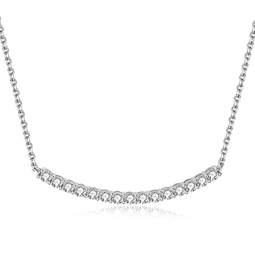 JewelryPalace Rundschliff 0.9ct Moissanite Kette Anhänger, Simulierter Diamant Braut Schmuck Set, Halskette Damen Silber 925 Collier Damen mit Stein, Schmuck Mädchen Geschenk für Frauen 45CM von JewelryPalace