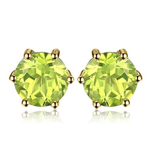 JewelryPalace Rundschliff 1.1ct Echt Peridot Ohrstecker Silber 925 Damen, Naturstein Schmuck Set Grün, Ohrringe Silber Edelstein Mädchen, Ohrstecker Silber Klein mit Stein Frauen Geschenk Vergoldet von JewelryPalace