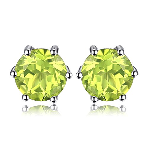 JewelryPalace Rundschliff 1.1ct Echt Peridot Ohrstecker Silber 925 Damen, Naturstein Schmuck Set Grün, Ohrringe Silber Edelstein Mädchen, Ohrstecker Silber Klein mit Stein Frauen Geschenk von JewelryPalace