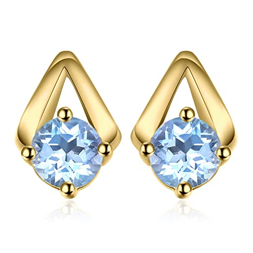 JewelryPalace Rundschliff 1.2ct Echt Blau Topas Ohrstecker Silber 925 Damen, Blautopas Schmuck Set,Ohrringe Silber Vergoldet Edelstein Mädchen, Ohrstecker Silber Klein mit Stein Frauen Modeschmuck von JewelryPalace