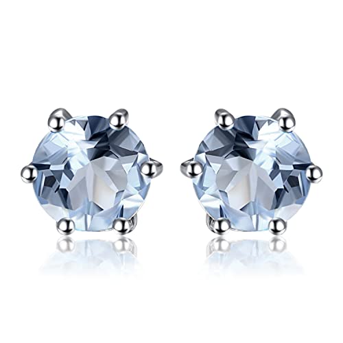 JewelryPalace Rundschliff 1.2ct Echt Blautopas Ohrstecker Silber 925 Damen, Naturstein Schmuck Set, Ohrringe Silber Edelstein Mädchen, Ohrstecker Silber Klein mit Stein Frauen Geschenk von JewelryPalace