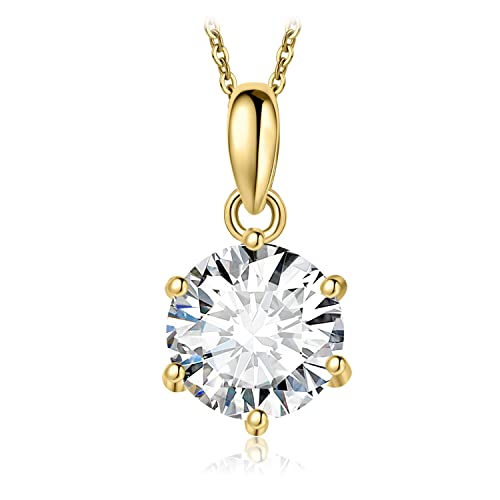 JewelryPalace Rundschliff 1.5ct Moissanite Kette Anhänger, Simulierter Diamant Braut Schmuck Set, Halskette Damen Silber 925 Collier Damen mit Stein, Schmuck Mädchen Geschenk Frauen Vergoldet 45CM von JewelryPalace