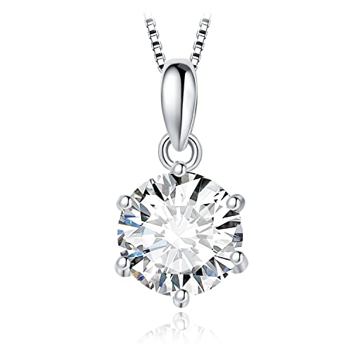 JewelryPalace Rundschliff 1.5ct Moissanite Solitär Kette Anhänger, Simulierter Diamant Braut Schmuck Set, Halskette Damen Silber 925 Collier Damen mit Stein, Schmuck Mädchen Geschenk Frauen 45CM von JewelryPalace