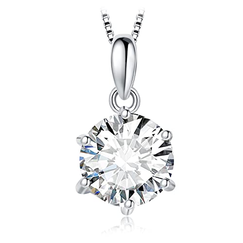 JewelryPalace Rundschliff 2ct Moissanite Solitär Kette Anhänger, Simulierter Diamant Braut Schmuck Set, Halskette Damen Silber 925 Collier Damen mit Stein, Schmuck Mädchen Geschenk für Frauen 45CM H-J von JewelryPalace