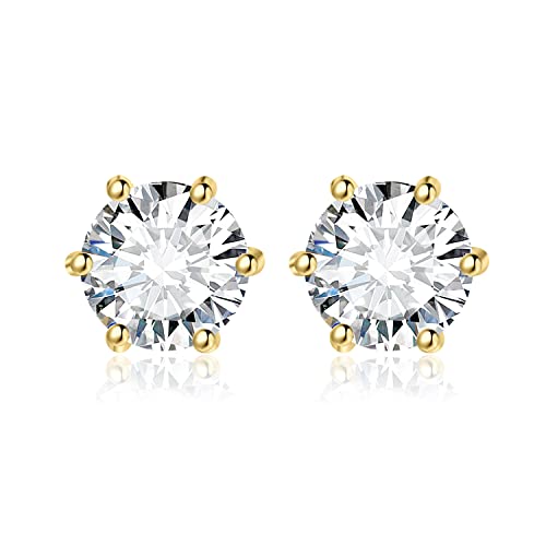 JewelryPalace Rundschliff 2ct Zirkonia Ohrstecker Silber 925 Damen, Simulierter Diamant Braut Schmuck Set, Ohrringe Silber Mädchen Edelstein,Ohrstecker Silber Klein mit Stein Geschenk Frauen Vergoldet von JewelryPalace