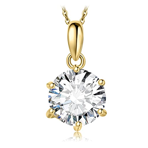 JewelryPalace Rundschliff 2ct Zirkonia Solitär Kette Anhänger, Simulierter Diamant Braut Schmuck Set, Halskette Damen Silber 925 Collier Damen mit Stein, Schmuck Mädchen Geschenk Frauen Vergoldet 45CM von JewelryPalace