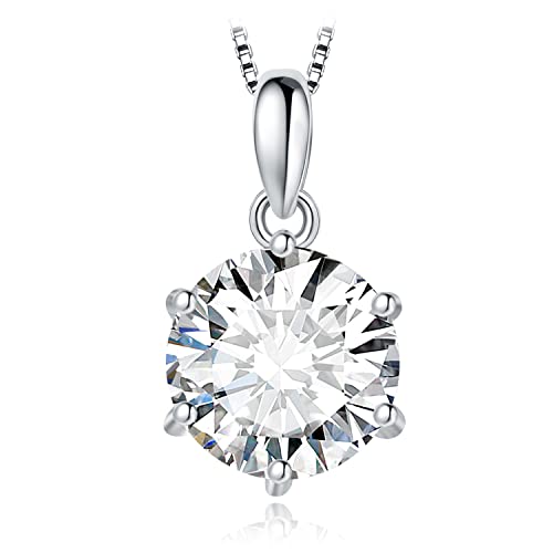 JewelryPalace Rundschliff 3ct Moissanite Solitär Kette Anhänger, Simulierter Diamant Braut Schmuck Set, Halskette Damen Silber 925 Collier Damen mit Stein, Schmuck Mädchen Geschenk für Frauen 45CM H-J von JewelryPalace