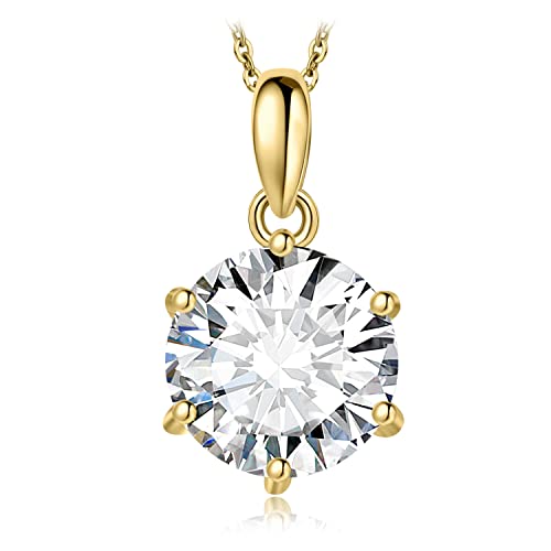 JewelryPalace Rundschliff 3ct Zirkonia Solitär Kette Anhänger, Simulierter Diamant Braut Schmuck Set, Halskette Damen Silber 925 Collier Damen mit Stein, Schmuck Mädchen Geschenk Frauen Vergoldet 45CM von JewelryPalace