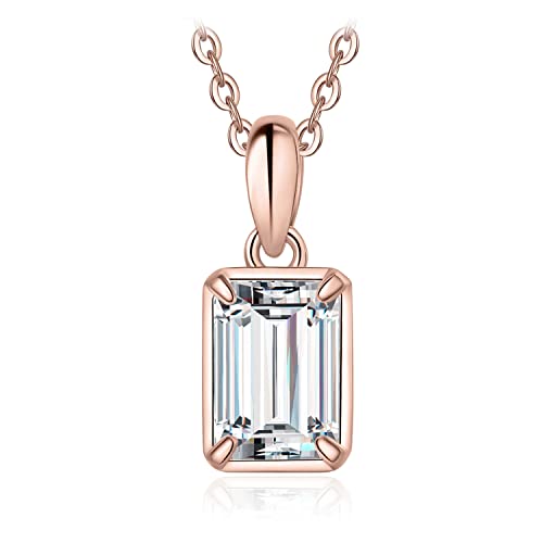 JewelryPalace Smaragdschliff 1ct Zirkonia Kette Anhänger, Braut Simulierter Diamant Schmuck Set, Halskette Damen Silber 925 Collier Damen mit Stein, Schmuck Mädchen Geschenk Frauen Rosegold 45CM JewelryPalace Smaragdschliff 1ct Zirkonia Kette Anhänger, Braut Simulierter Diamant Schmuck Set, Halskette Damen Silber 925 Collier Damen mit Stein, Schmuck Mädchen Geschenk Frauen Rosegold 45CM von JewelryPalace