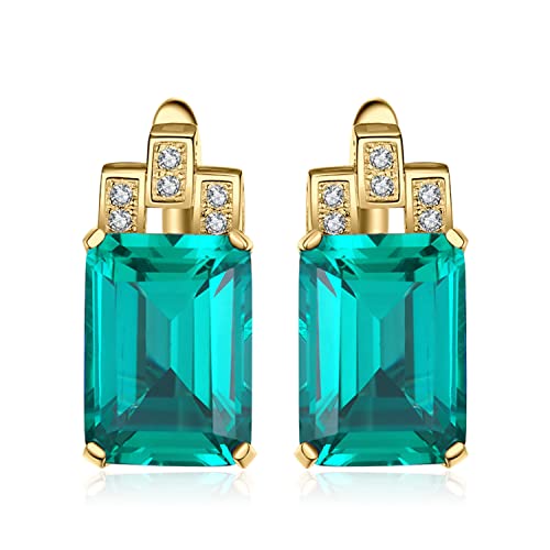 JewelryPalace Smaragdschliff 7.6ct Simulierter Smaragd Ohrringe Silber 925 Damen, Grün Schmuck Set, Statement Ohrringe Silber Edelstein Mädchen, Ohrstecker Silber mit Stein Frauen Geschenk Vergoldet von JewelryPalace