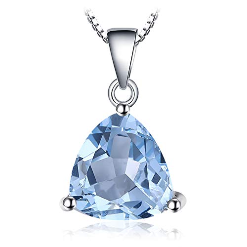 JewelryPalace Triangelschliff 2.4ct Echt Topas Birthstone Solitär Kette Anhänger, Schmuck Set mit Bauer Stein, Halsketten Damen Silber 925 Collier Edelstein Mädchen, Ketten für Frauen Geschenk 45CM von JewelryPalace