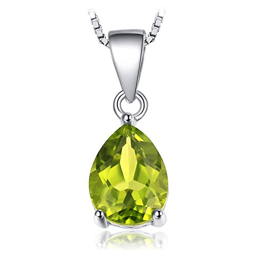 JewelryPalace Tropfenschliff 1.5ct Echt Peridot Birthstone Solitaire Kette Anhänger, Schmuck Set Grün mit Stein, Halsketten Damen Silber 925 Collier Edelstein Mädchen, Ketten für Frauen Geschenk 45CM von JewelryPalace