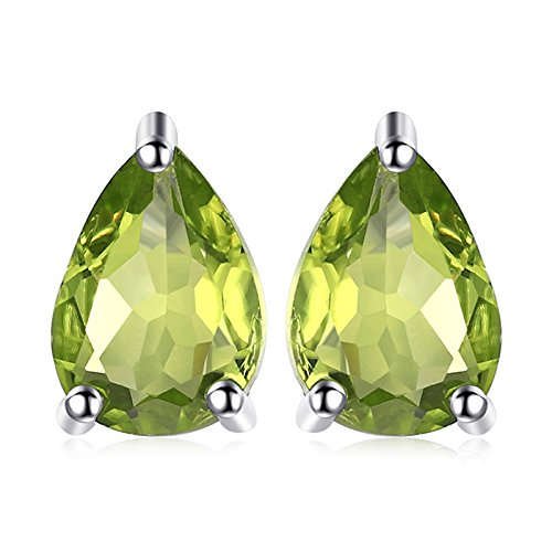 JewelryPalace Tropfenschliff 1.6ct Echt Grüner Peridot Birthstone Ohrstecker Silber 925 Damen, Schmuck Set, Ohrringe Silber Edelstein Mädchen, Ohrstecker Silber Klein mit Stein Frauen Geschenk von JewelryPalace