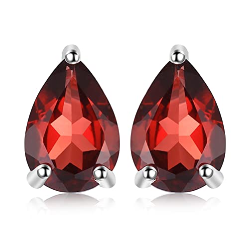 JewelryPalace Tropfenschliff 1.8ct Echt Roter Granat Birthstone Ohrstecker Silber 925 Damen, Schmuck Set, Ohrringe Silber Edelstein Mädchen, Ohrstecker Silber Klein mit Stein Frauen Geschenk von JewelryPalace