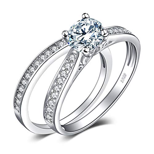 JewelryPalace Verlobungsring Paar Eheringe Ring Silber 925 Damen, Zirkonia Silberringe Trauringe Damenring Vorsteckring Hochzeitsringe Antragsring Memoirering Ewigkeitsring Ringe Set, Damen Schmuck 64 von JewelryPalace