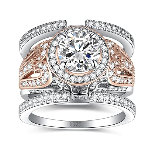 JewelryPalace Vintage Infinity 2ct Zirkonia Halo Promise Ring Damen Verlobungsring Silber 925 Rosegold, Herz Liebe Simulierter Diamant Hochzeitsring Vorsteckring Trauringe Band Ring Set Frauen 54 JewelryPalace Vintage Infinity 2ct Zirkonia Halo Promise Ring Damen Verlobungsring Silber 925 Rosegold, Herz Liebe Simulierter Diamant Hochzeitsring Vorsteckring Trauringe Band Ring Set Frauen 54 von JewelryPalace